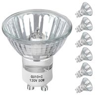 GU10 Bulb, 6 Pack Halogen GU10 120V 50W, Dimmable, MR16 GU10 Light Bulb with Long Lasting Lifespan, gu10+c 120v 50w for Track&Recessed Lighting, Gu10 Base Bulb, W50MR16/FL/GU10 (Silver Light Cup)