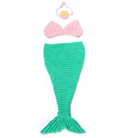 Mrotrida Newborn Baby Costume Mermaid Tail Headband Bra Knitting Photography Props