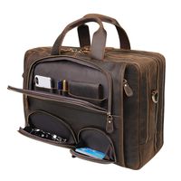Augus Business Travel Briefcase Genuine Leather Duffel Bags for Men Laptop Bag fits 15.6 inches Laptop