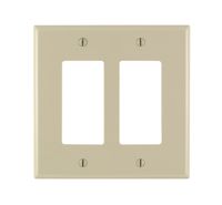Leviton 86602 2-Gang Decora/GFCI Device Wallplate, Oversized, Thermoset, Device Mount, Ivory