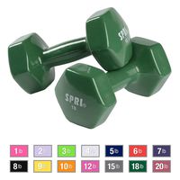 SPRI Dumbbells Deluxe Vinyl Coated Hand Weights All-Purpose Color Coded Dumbbell for Strength Training (Set of 2) (Dark Green, 18-Pound)