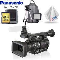 Panasonic AJ-PX270 microP2 Handheld AVC-Ultra HD Camcorder + Memory Card Kit + LED Light + Backpack + Tripod