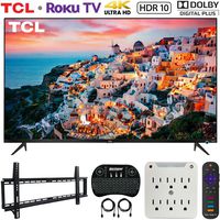 TCL 50S525 50-inch 5-Series Roku Smart HDR 4K UHD TV (2019) Bundle with Vivitar 37-70inch Low Profile Wall Mount Kit, Deco Gear Wireless Keyboard and 6-Outlet Surge Adapter with Night Light