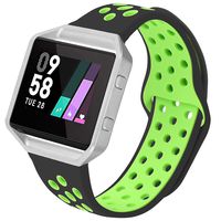 UMAXGET Compatible with Fitbit Blaze Bands, Soft Breathable Silicone Sport Band with Silver Metal Frame Smart Watch Wristband for Men Women, Small Large