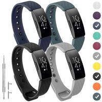 GVFM Compatible with Fitbit Inspire/Inspire HR Bands, Adjustable Soft Silicone Bracelet Accessories Sport Strap for Women Men Wristbands (Small: 5.5-6.7 inch, 4-Slate,Navy,Gray and Black)
