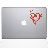 The Decal Guru 1947-MAC-15P-P Music Heart Decal Vinyl Sticker, 15" MacBook Pro (2015 & Older), Orange