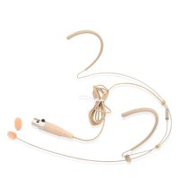 Double Over Ear Microphone Headset - Professional Hands Free Omnidirectional Wired Audio Boom Condenser Microphone Headset w/ 4 Pin Mini XLR, 1.2m Cable, and Windscreen - Pyle Pro PMHMS20 (Beige)