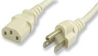 Lynn Electronics C13515P10AWH-15F Power Cord IEC60320 C13 to NEMA 5 SJT Jacket, 10-Amp/125-volt, White