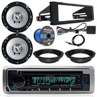 1998-2013 Harley Davidson Radio Package - Kenwood USB CD Bluetooth Marine Radio, 2X Kenwood 6.5" Speakers, Dash Radio Install Kit, Speaker Adapters, Speaker Wire, Antenna (FL Models)