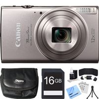 Canon PowerShot ELPH 360 HS Silver Digital Camera 16GB Card Bundle includes Camera, 16GB Memory Card, Reader, Wallet, Case, Mini Tripod, Screen Protectors, Cleaning Kit and Beach Camera Cloth
