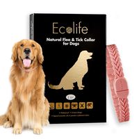Ecolife All Natural Flea and Tick Collar for Dogs and Puppies Providing Flea and Tick Prevention for 6 Months Waterproof (Large, Pink)