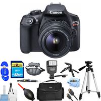 Canon EOS Rebel T6 with 18-55mm DC III Kit PRO Bundle with 32GB SD Card, Flash, Tripods, Gadget Case, HDMI Cable + More [International Version]