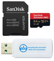 SanDisk Extreme Pro 64GB Micro Memory Card 4K V30 U3 SDXC Works with DJI Mavic Mini Drone Plus (1) Everything But Stromboli MicroSD & SD Card Reader