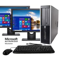 HP Elite Desktop Computer, Intel Core i5 3.1GHz, 8GB RAM, 1TB SATA HDD, Keyboard & Mouse, Wi-Fi, Dual 19in LCD Monitors (Brands Vary), DVD-ROM, Windows 10,  (Renewed)