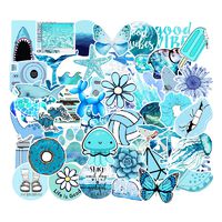 53 Pcs Street Fashion Sticker Decals for Laptops Cars Water Bottle Luggages Ipad Street Doodle Sticker Set Waterproof Sticker (Blue)