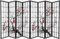 Legacy Decor 8 Panels Room Divider Blossom Print Black Color