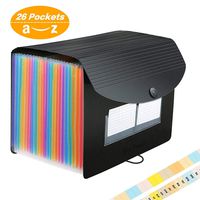 26 Pockets Accordian File Organizer,Expanding File Folder A4 Letter Size Expandable Filling Box,Plastic Accordion Document Paper Coupon Bill Receipt Organizer, A-Z Alphabet Colored Tabs