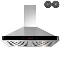 AKDY Wall Mount Range Hood -30" Stainless-Steel Hood Fan for Kitchen - 3 Speed Professional Quiet Motor - Premium Touch Control Panel - Minimalist Design - LED Lamps & Carbon Filters