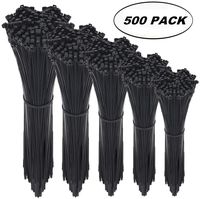 Cable Zip Ties,500 Packs Self-Locking 4+6+8+10+12-Inch Width 0.16inch Nylon Cable Ties,Perfect for Home,Office,Garage and Workshop (Black)