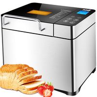 KBS Pro Stainless Steel Bread Machine, 2LB 17-in-1 Programmable XL Bread Maker with Fruit Nut Dispenser, Nonstick Ceramic Pan& Digital Touch Panel, 3 Loaf Sizes 3 Crust Colors, Reserve& Keep Warm Set