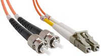Amphenol FO-50DUALSTLC-001 ST-LC Duplex Multimode Fiber Optic Patch Cable, 50/125 OM2, OFNR, 1 m, 3.3', Orange