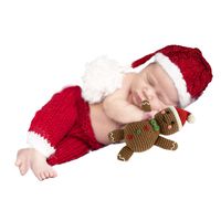 leoskye Christmas Newborn Outfit with Dolls Photography Baby Santa Clause Posing Props (Gingerbread Man)