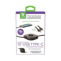 ReTrak Premier Retractable 10 foot 10ft Type C Charge & Sync Cable with Type C