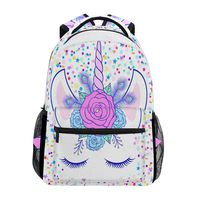 Unicorn with Floral On White Travel Laptop Backpack, Water Resistant College School Computer Bag Bookbag for Women & Men Outdoor Camping&Fits Up to 14-inch Notebook