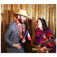 ShiDianYi Sequin-Curtain-Backdrop Gold-6FTX6FT-Shimmer Backdrop Gold Sequin Photo Backdrop Shower Curtain Set-0908E