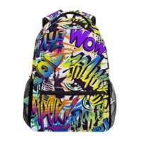 MOYYO Graffiti-Letters School Backpack Water Resistant College Bookbag Casual Lightweight Laptop Daypack with Bottle Side Pockets