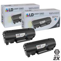 LD Compatible Toner Cartridge Replacement for Lexmark 601H 60F1H00 High Yield (Black, 2-Pack)