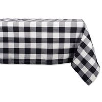 DII Cotton Buffalo Check Plaid Square Tablecloth for Family Dinners or Gatherings, Indoor or Outdoor Parties, & Everyday Use (52x52",  Seats 4 People), Black & White