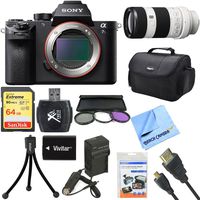Sony a7S II Full-frame Mirrorless Interchangeable Lens Camera 70-200mm Lens Bundle includes a7S II Body, 70-200mm Full Frame Lens, 72mm Filter Kit, 64GB Memory Card, Bag, Beach Camera Cloth and More