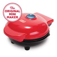 Dash DMS001RD Mini Maker Electric Round Griddle for Individual Pancakes, Cookies, Eggs & other on the go Breakfast, Lunch & Snacks with Indicator Light + Included Recipe  - Red