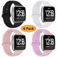 Coperr 4 Packs Bands Compatible with Fitbit Versa/Fitbit Versa 2 / Fitbit Versa Lite for Women and Men, Soft Silicone Sport Strap Replacement Wristband with Ventilation Holes for Fitbit Versa