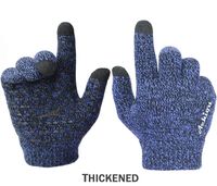 Achiou Winter Knit Gloves Touchscreen Warm Thermal Soft Lining Elastic Cuff Texting Anti-Slip 3 Size Choice for Women Men (Blue Thick, L)