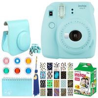 Fujifilm instax Mini 9 Instant Film Camera (Ice Blue) + Fujifilm Instax Mini Twin Pack Instant Film + 20 Sticker Frames Graduation Theme + Colored Filters + Album + Bonus Graduate Tassel Keychain
