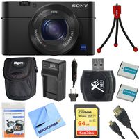 Sony DSC-RX100M IV Cyber-Shot Digital Still 20.1 MP Camera Bundle with 64GB Memory Card, Bag, Battery Pack, HDMI Cable, Cleaning Cloth and Accessories (8 Items)