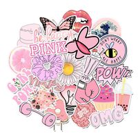 VSCO Girls Pink Stickers for Water Bottles Laptop Cars 50pcs Trendy Aesthetic Skateboard Luggage Phone Waterproof Decals