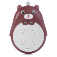BESTEK Cute Surge Protector, 4-Outlet Surge Protector Power Strip with 2 USB Ports and 5.9 Foot Cord, 1875W&900 Joules