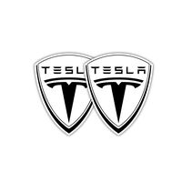 Stickernaut Tesla Badge Tesla Emblem Sticker for Water Bottles Car Decals 2 Pack [Premium Matte Waterproof Vinyl]