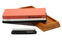 Kota Japan Combination Dual Sided 3000-8000 Grit Diamond Knife Sharpener Whetstone Set for Coarse Sharpening & Fine Polishing. Water Stone Kit | Adjustable Bamboo Holder Base | Precision Blade Guide