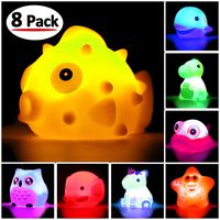 Bath Toys, 8 Pcs Light Up Floating Rubber animal Toys set, Flashing Color Changing Light in Water, CHIMAGER Baby Infants Kids Toddler Child Preschool Bathtub Bathroom Shower Games Swimming Pool Party