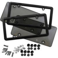 Zone Tech Clear Smoked License Plate Cover Frame Shield Combo - 2-Pack Premium Quality Novelty/License Plate Clear Smoked and Black Bubble Shield and Frame