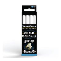 VersaChalk White Liquid Chalk Markers for Chalkboard Signs - 4 Markers, 3mm Fine Tip - Wet Erase Dustless Chalk Ink Paint Markers for Blackboard, Dry Erase White Board