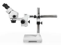 Vision Scientific VS-3E Series Binocular Zoom Stereo Microscope, 10x Widefield Eyepiece, 0.7X-4.5X Zoom Range, 7X-45x Magnification Range, Single Arm Boom Stand