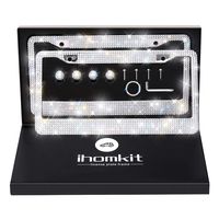 Glass Diamond Car License Plate Frame,Luxury Handcrafted Bling White Rhinestone Premium Stainless Steel License Plate Frame with Giftbox.AA SS16 Glitter Crystal (Glass Diamond Rhinestone)