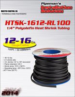 100 feet 1/4" Polyolefin Black Heat Shrink Tubing 2:1 Sleeving Wrap 16-12 gauge