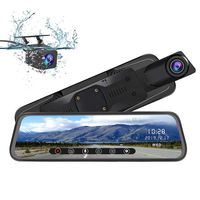 AWESAFE Mirror Dash Cam 10 Inch Touch Screen 1080P Rear View Mirror Camera Front and Rear Dual Lens Backup Camera with G Sensor 24 Hours Parking Monitor