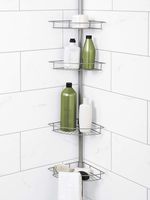 Zenna Home Tension Pole Shower Caddy, Nickel